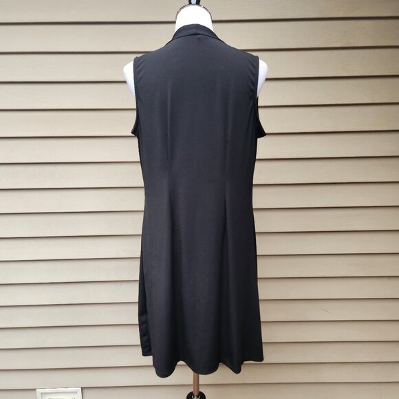 Tiana B Black Sleeveless Dress V-Neck Pleats Solid Stretch - Picture 10 of 16